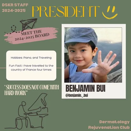 Profile of the Club President of Dermatology Club, Benjamin Bui.