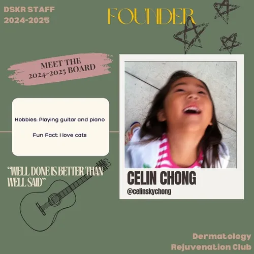 Profile of the Club Founder of Dermatology Club, Celin Chong.